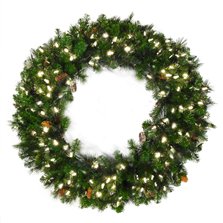 Image of 6' 4 Piece Mixed Noble Wreath - Classic White LED- M8